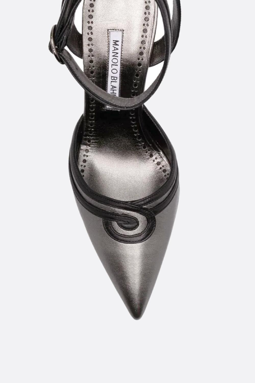 MANOLO BLAHNIK slingback Chonga in nappa laminata Pezzi Unici
