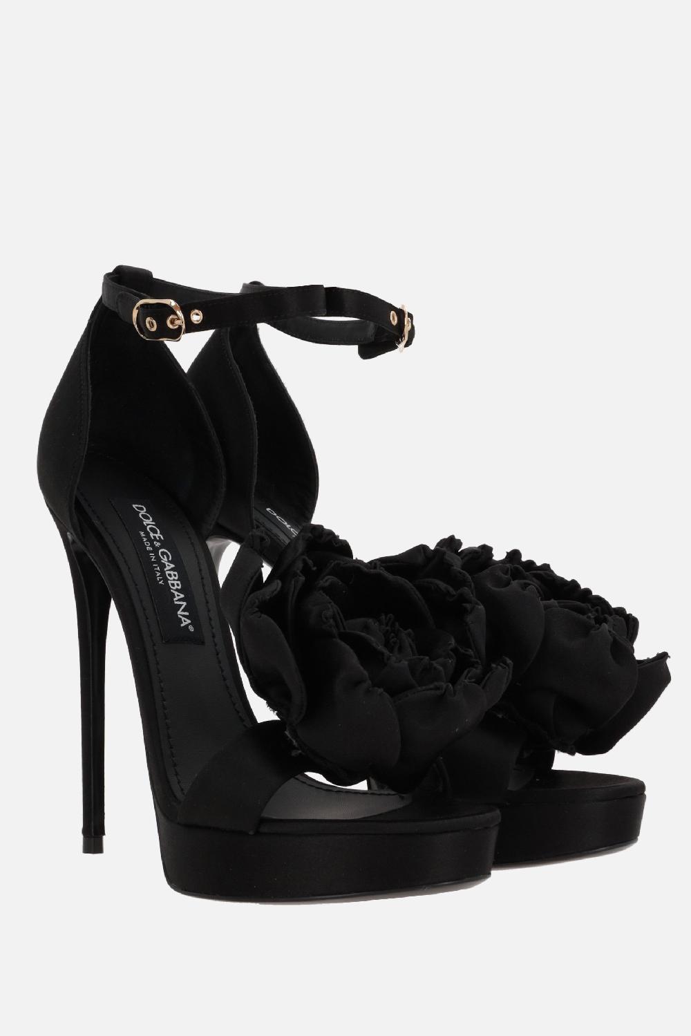 DOLCE & GABBANA sandalo platform in raso con fiore Outlet