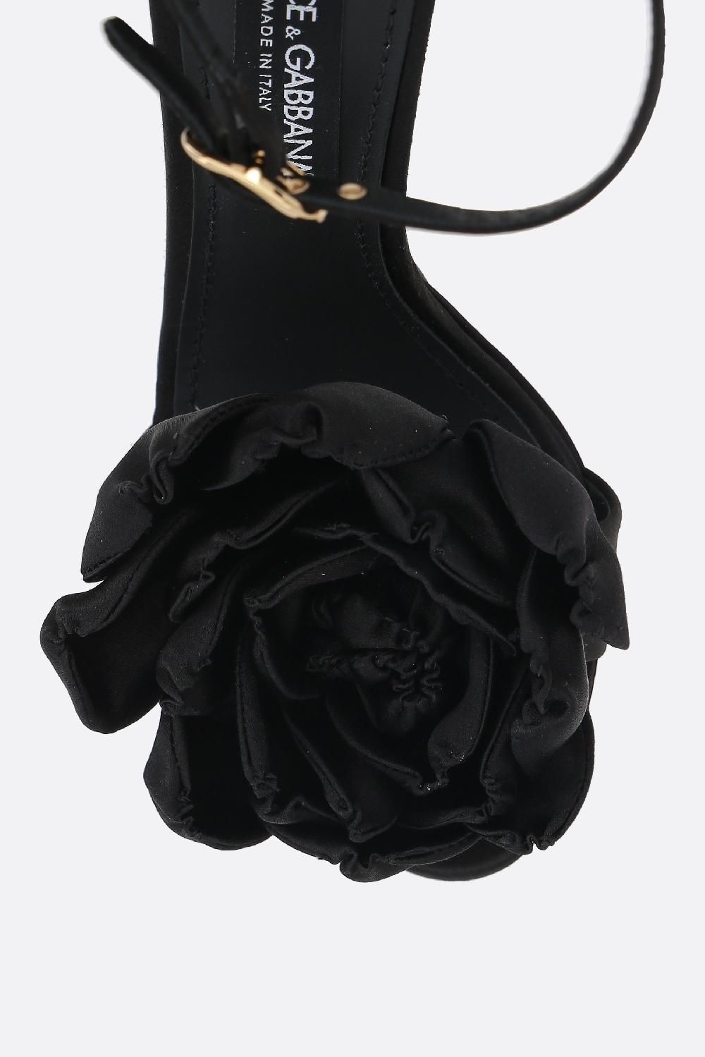 DOLCE & GABBANA sandalo platform in raso con fiore Outlet