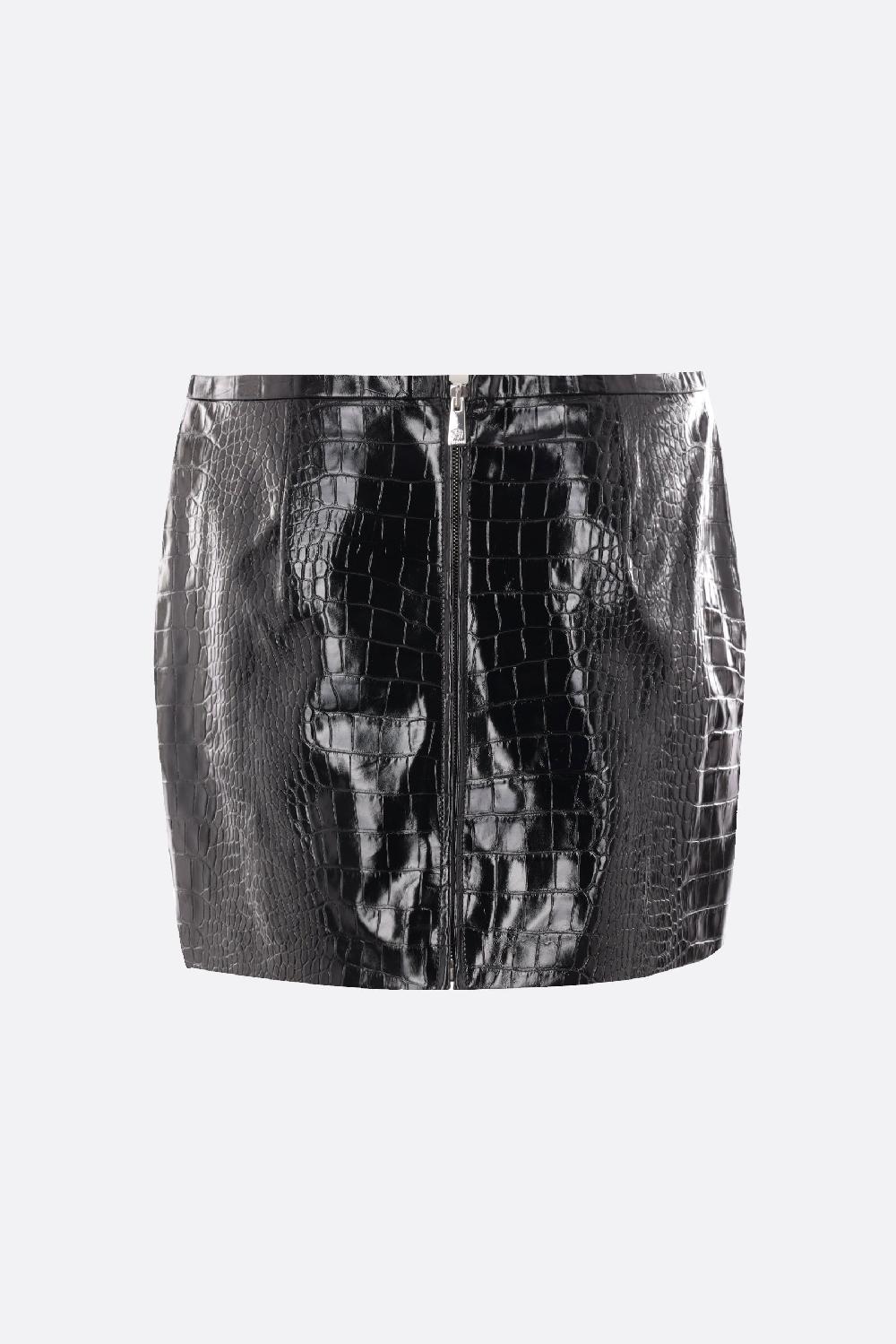 VERSACE minigonna in pelle lucida effetto coccodrillo Saldi Di Fabbrica