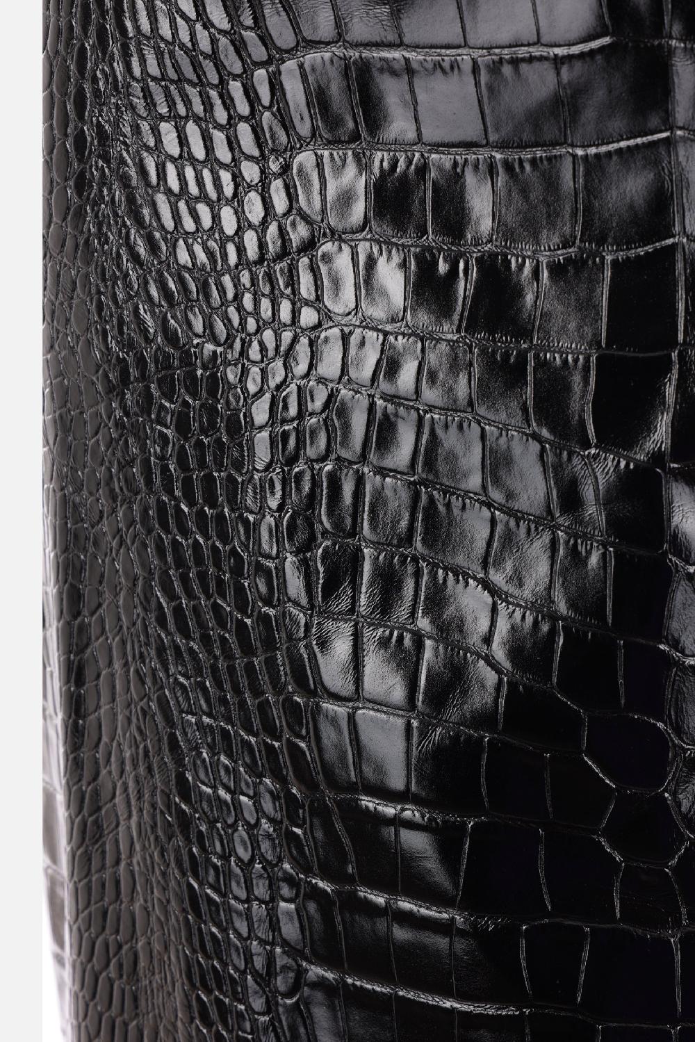 VERSACE minigonna in pelle lucida effetto coccodrillo Saldi Di Fabbrica