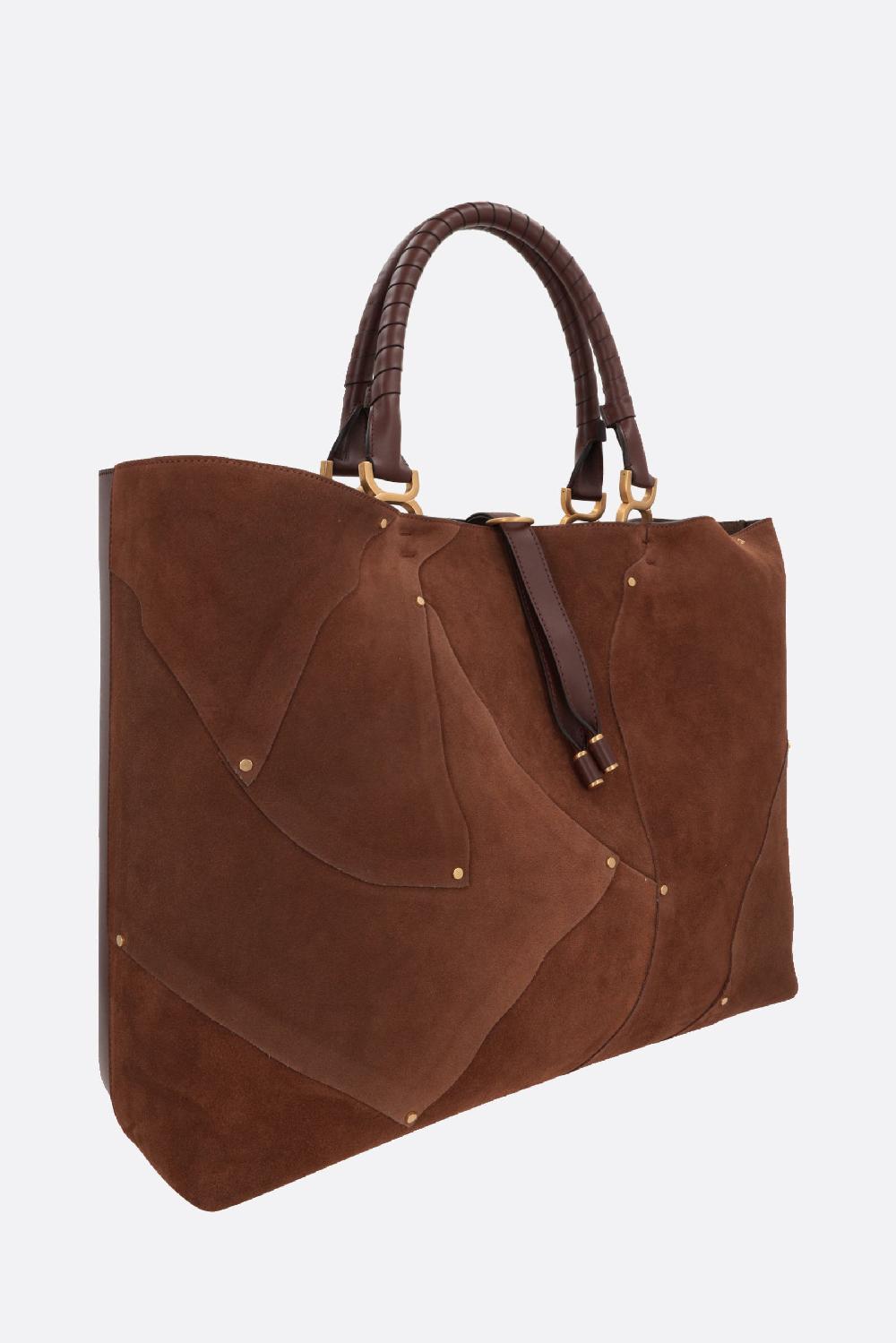 CHLOÉ borsa tote Marcie in suede e pelle liscia 2025