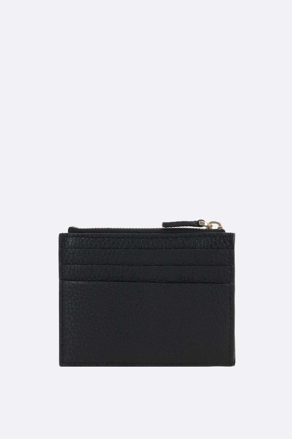VALENTINO GARAVANI porta carte con zip Rockstud in pelle martellata Presa