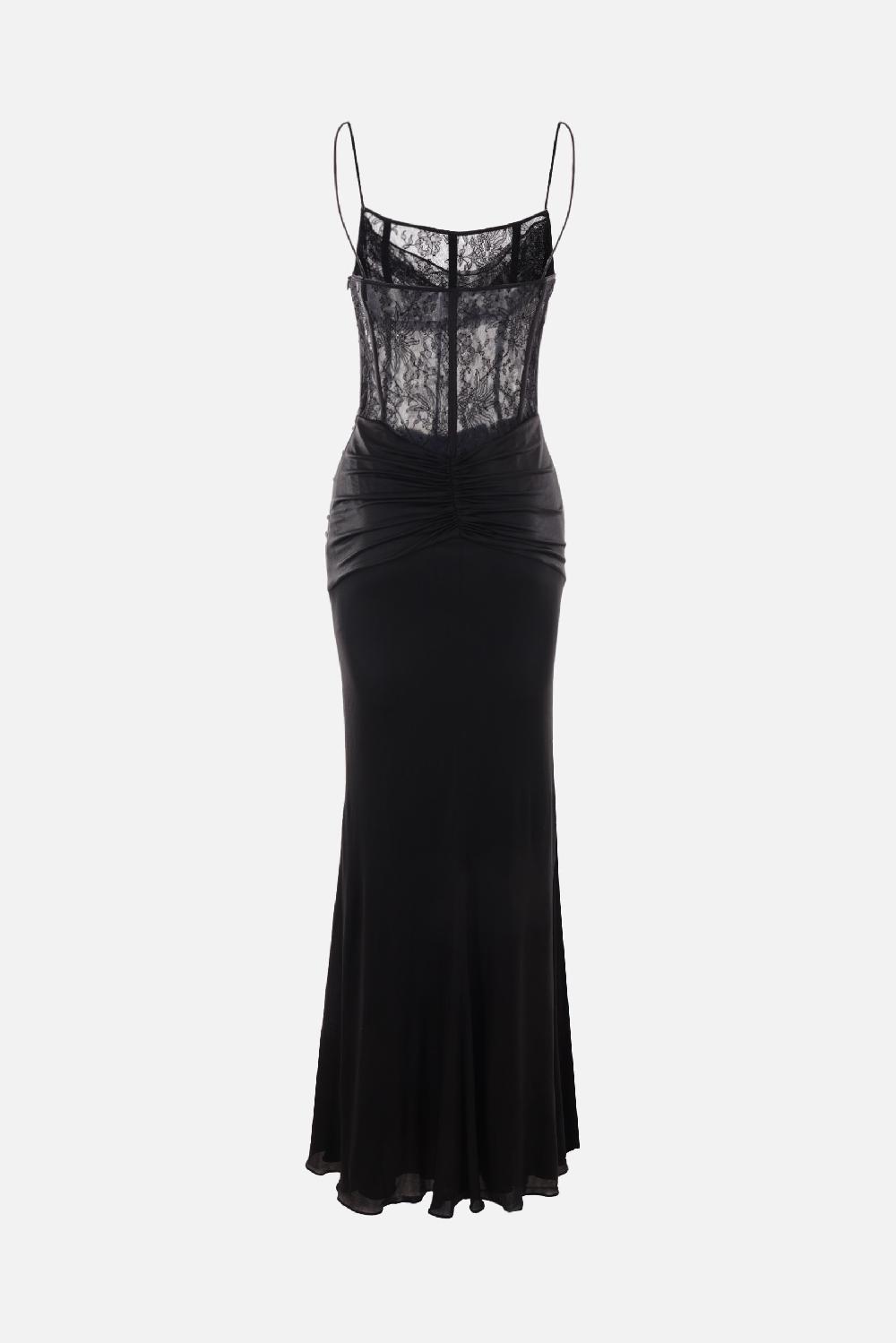 ALESSANDRA RICH abito lungo in jersey laminato e pizzo Vendita Calda