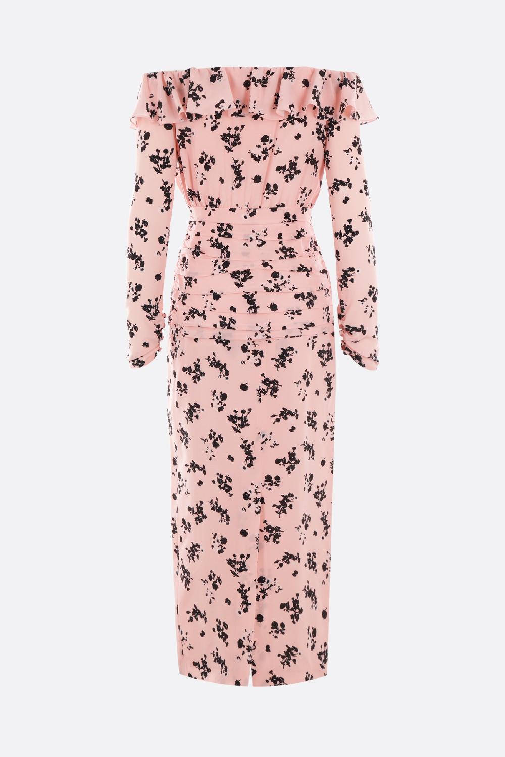 ALESSANDRA RICH abito off-the-shoulder in seta stampa floreale Vendite Flash
