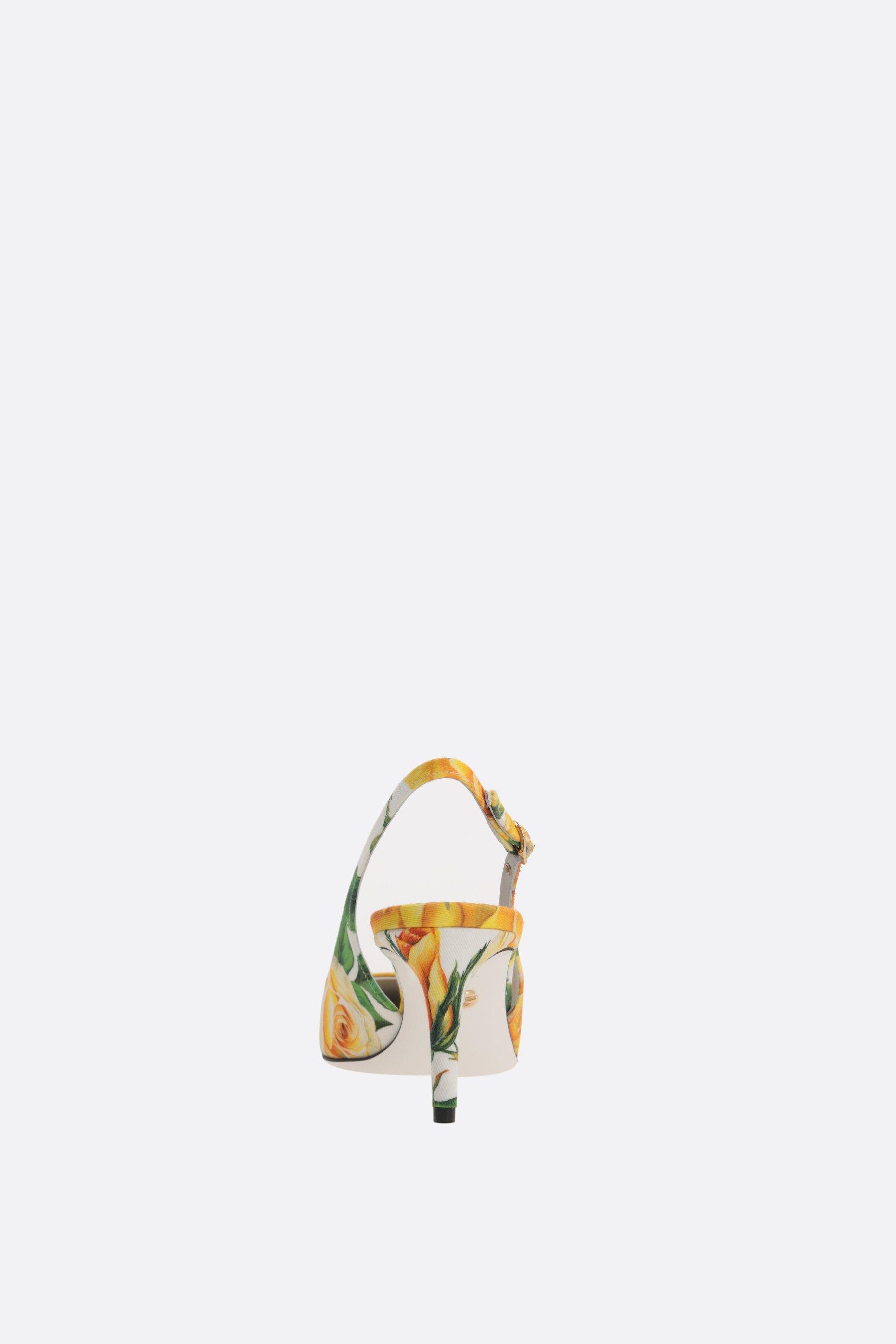 DOLCE & GABBANA slingback in gabardine stampa Rose Gialle In Saldo