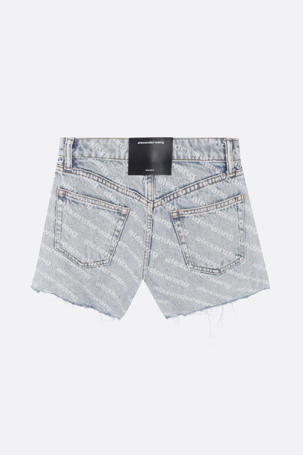 ALEXANDER WANG shorts in denim stampa logo Sconto