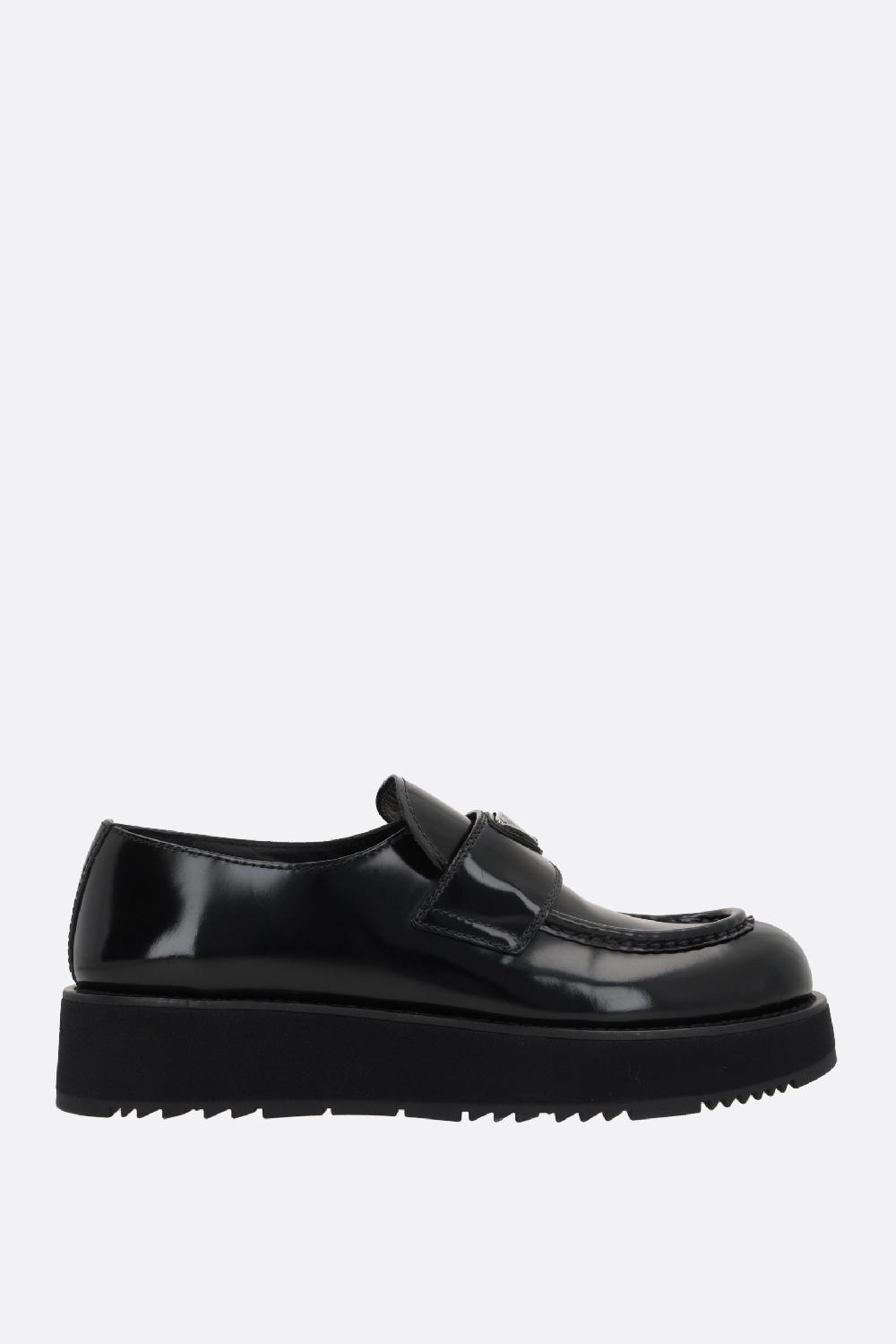 PRADA mocassino flatform in pelle spazzolata