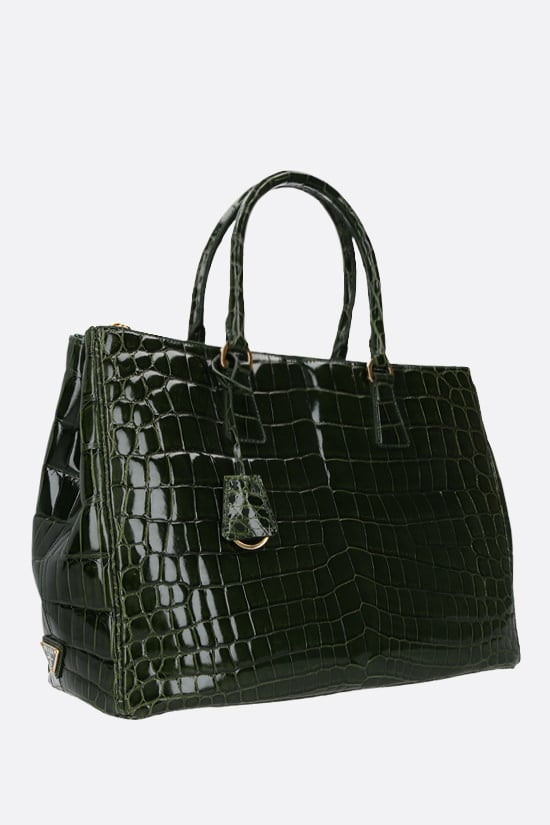 PRADA borsa a mano in pelle di coccodrillo lucido Trasporto libero internazionale