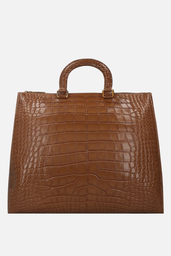 PRADA borsa a mano in pelle di coccodrillo lucido Black Friday Prezzi