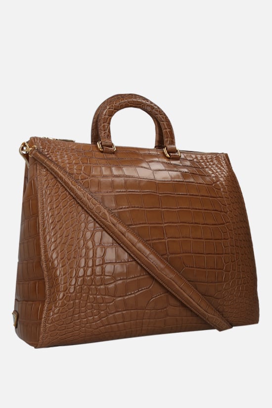 PRADA borsa a mano in pelle di coccodrillo lucido Black Friday Prezzi