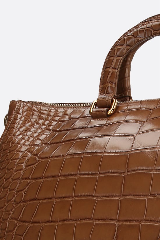 PRADA borsa a mano in pelle di coccodrillo lucido Black Friday Prezzi