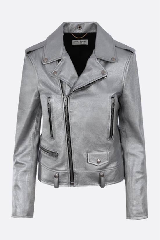 SAINT LAURENT giubbotto biker in nappa laminata Sconti questo mese