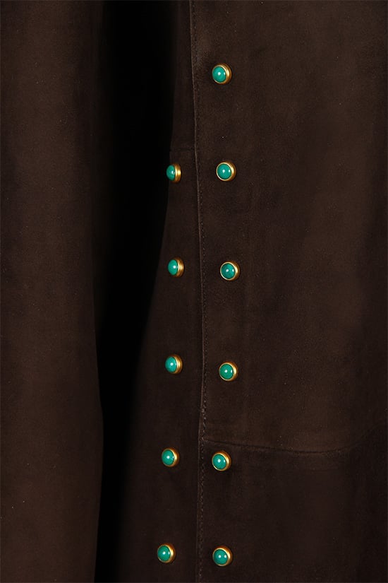 VALENTINO WOMAN cappotto in suede con frange e decorazione gioiello Italia