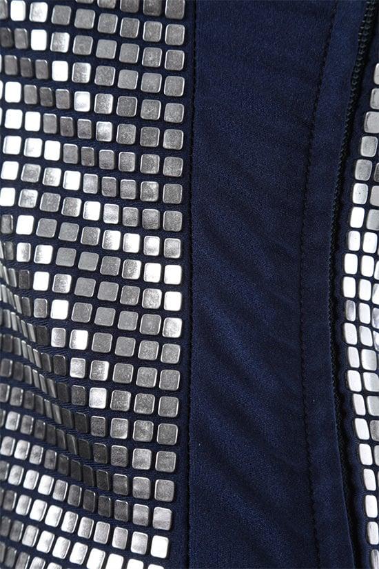 PACO RABANNE WOMAN completo top e gonna in jersey con placche metalliche Nuovo