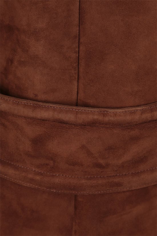 MIU MIU cappotto monopetto in suede con patch Fiori Qualità