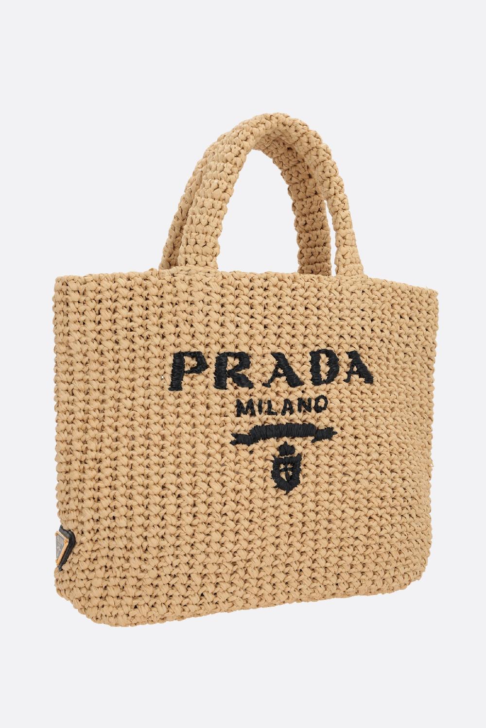 PRADA borsa shopping small in rafia sintetica Negozi Online