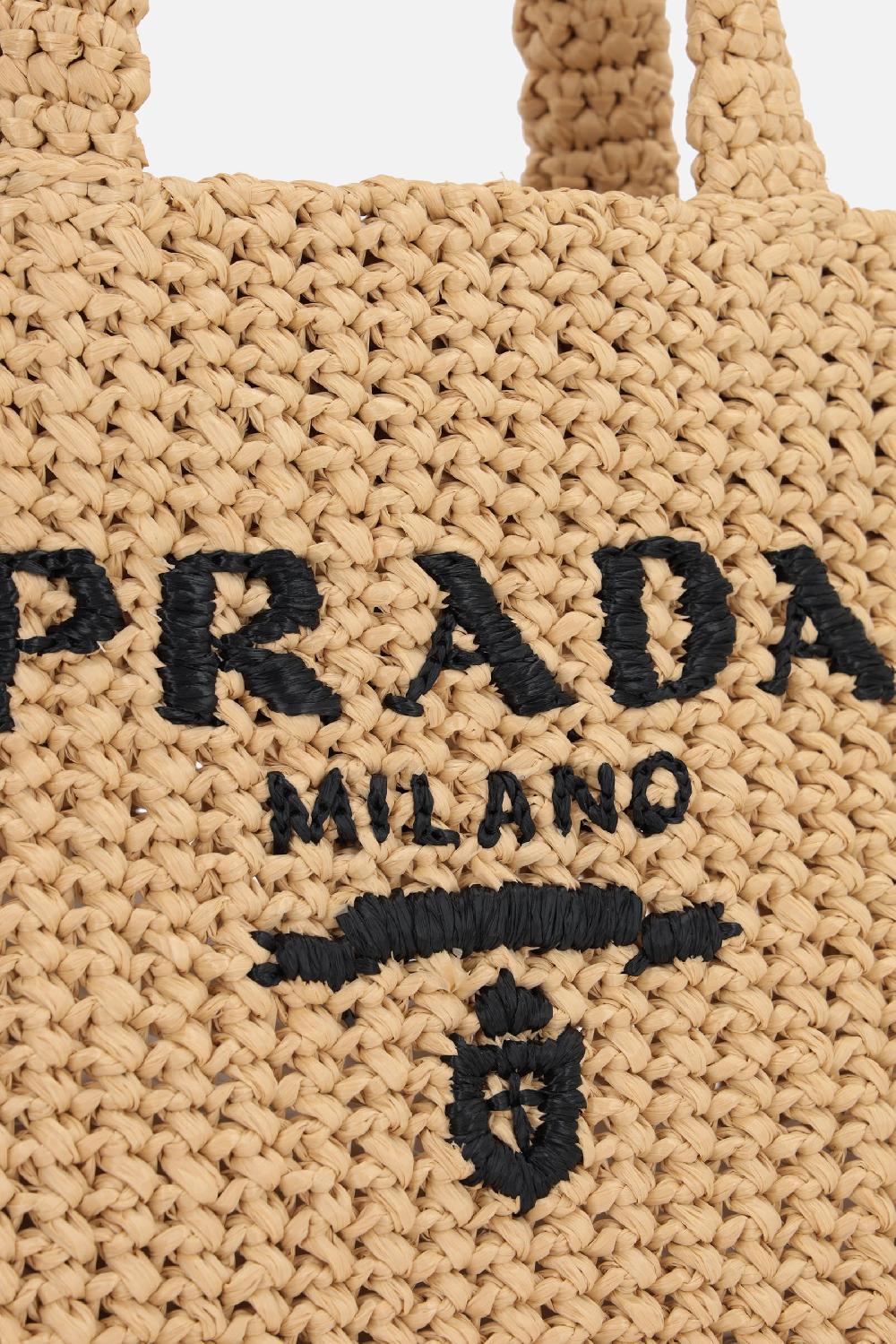 PRADA borsa shopping small in rafia sintetica Negozi Online