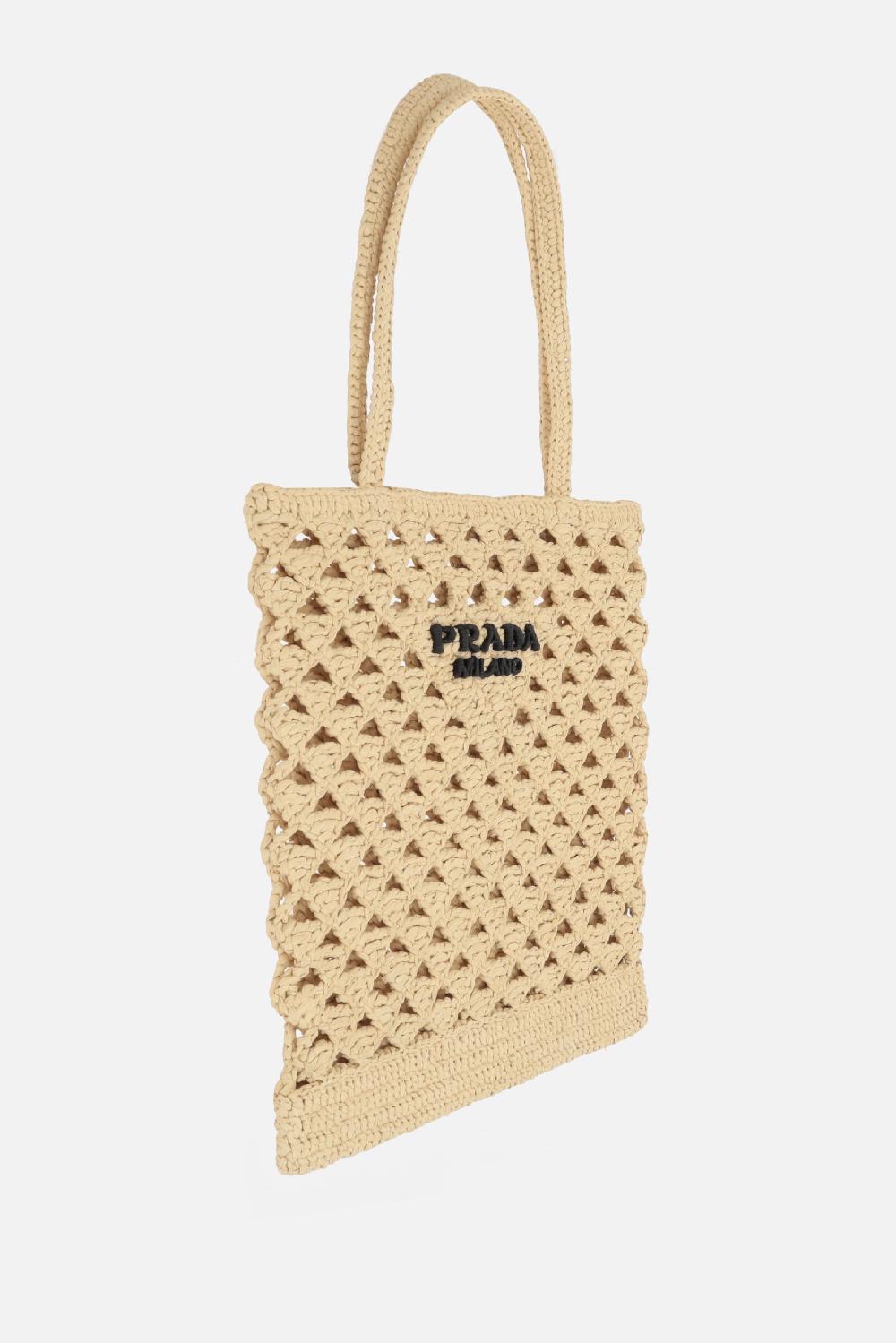 PRADA borsa shopping in rafia sintetica Consegna Veloce