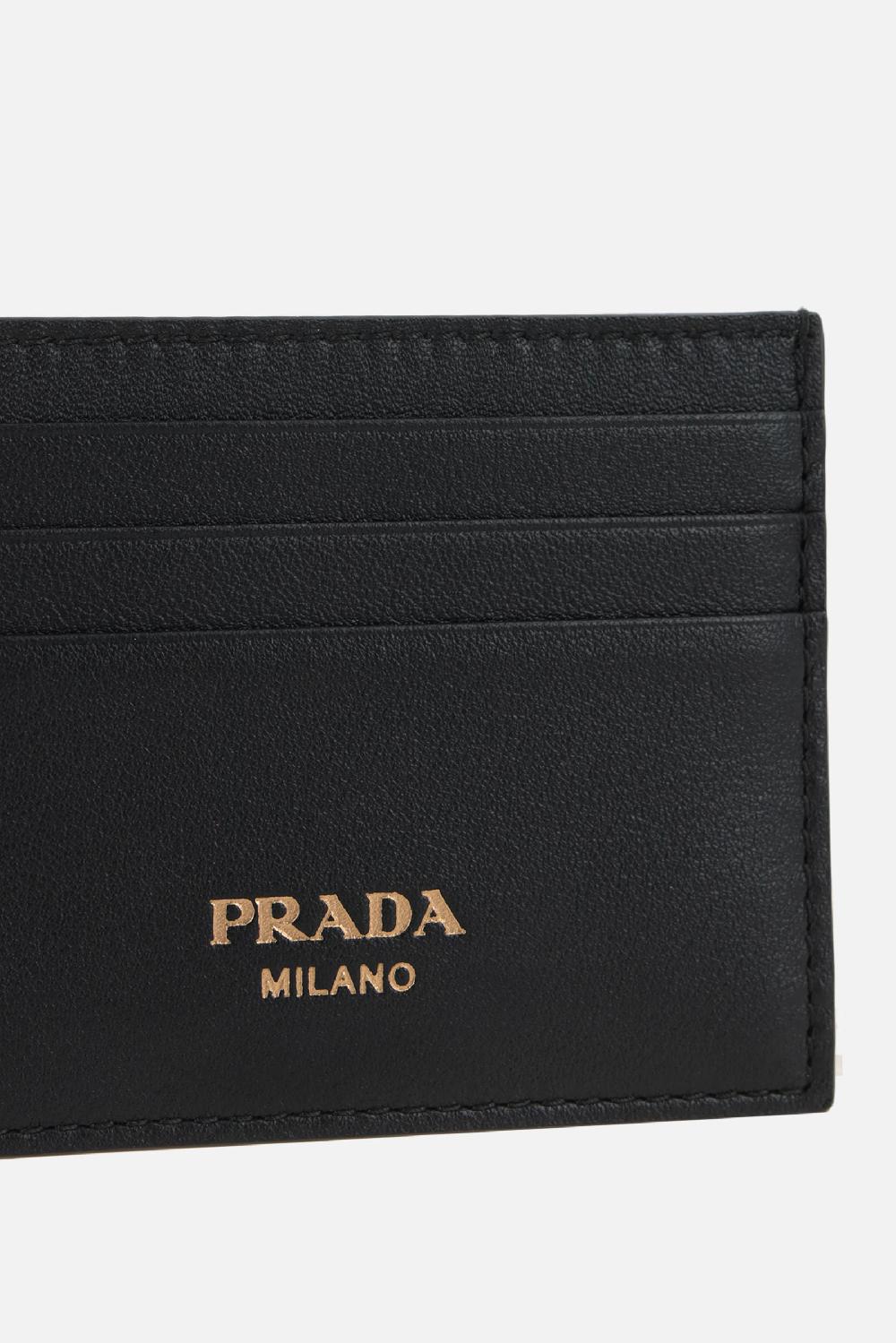 PRADA porta carte in pelle Soft Grain In Vendita