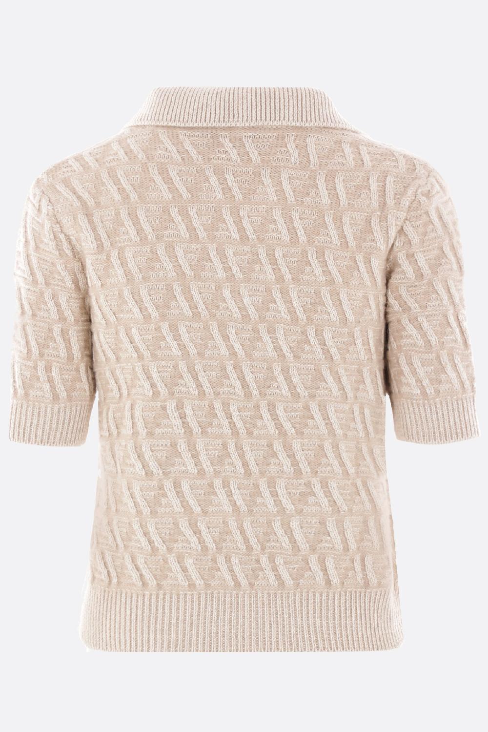 FENDI pullover a polo in seta lana e cashmere In Saldo