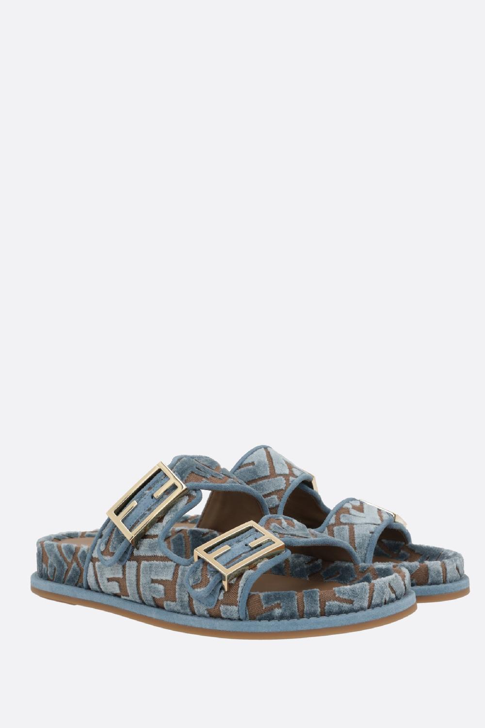 FENDI sandalo flat Fendi Feel in velluto jacquard FF Moda
