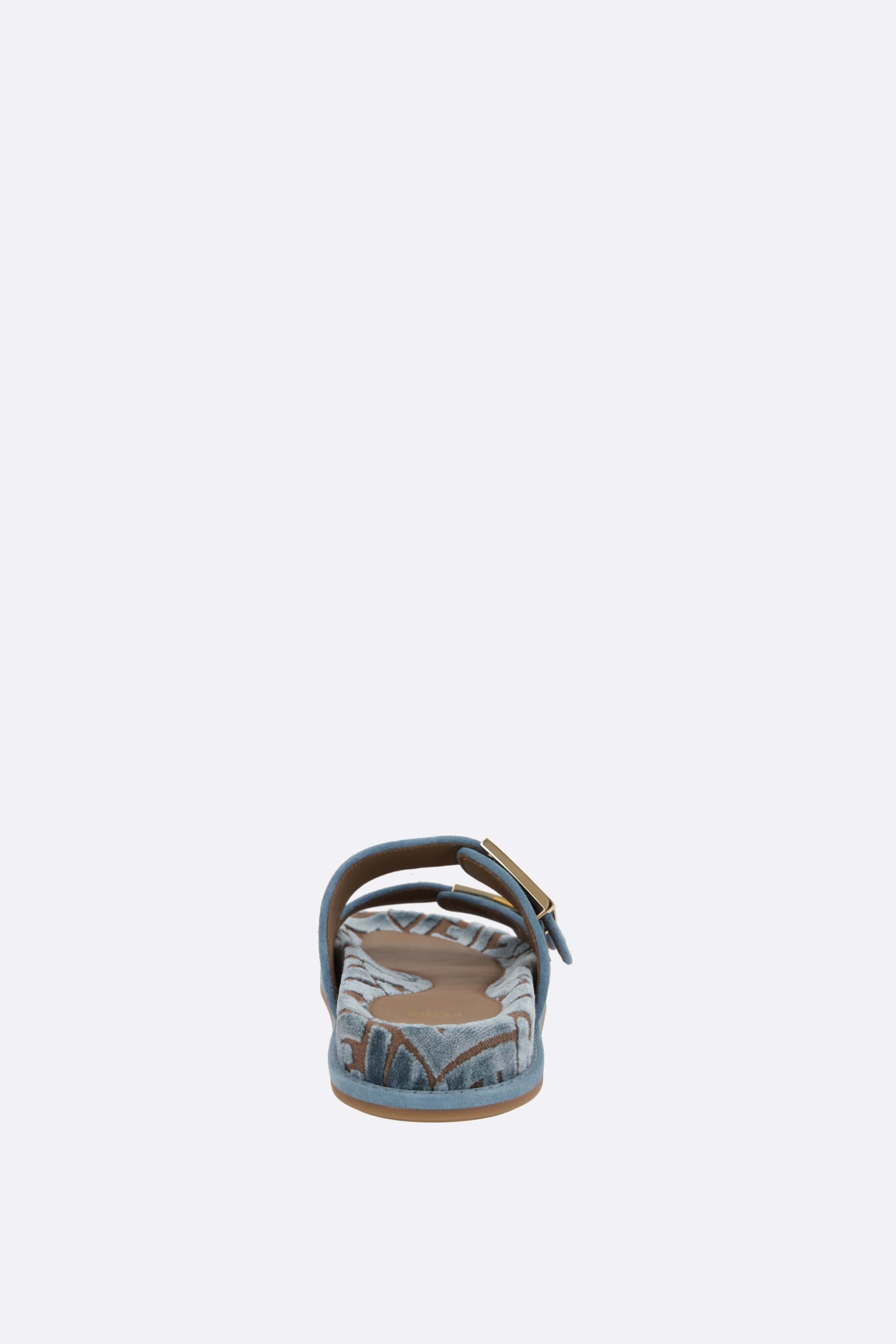 FENDI sandalo flat Fendi Feel in velluto jacquard FF Moda