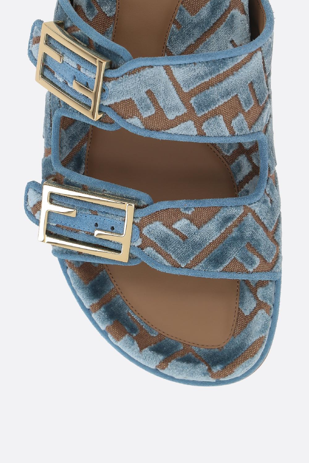 FENDI sandalo flat Fendi Feel in velluto jacquard FF Moda