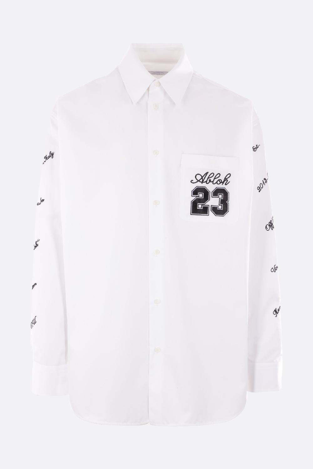 OFF WHITE camicia oversize in popeline ricamo logo 23 Comprare a buon mercato