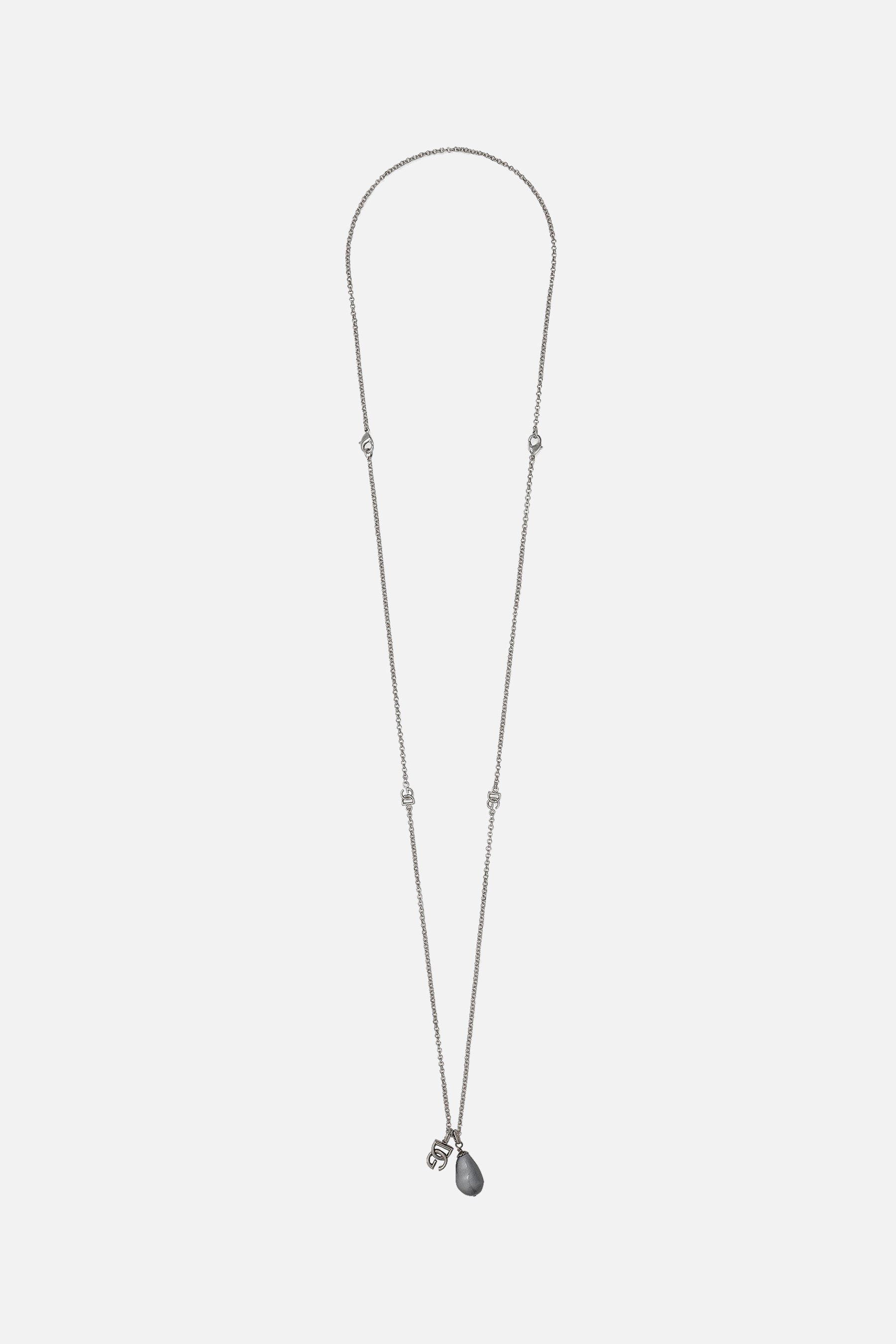 DOLCE & GABBANA collana a catena in ottone con goccia e logo DG