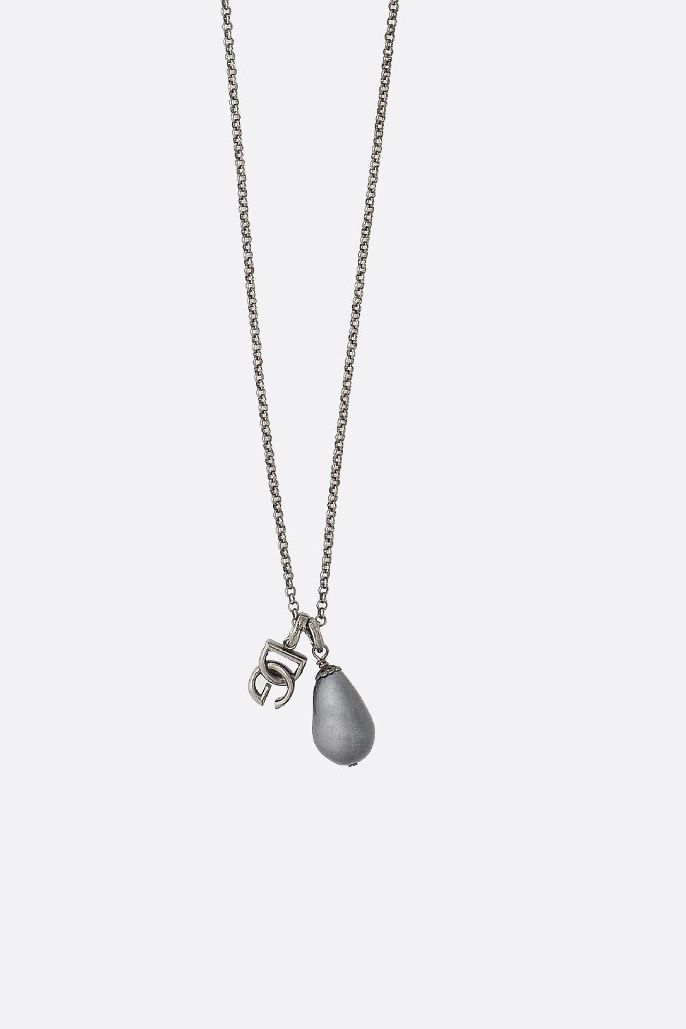 DOLCE & GABBANA collana a catena in ottone con goccia e logo DG Offerta esclusiva