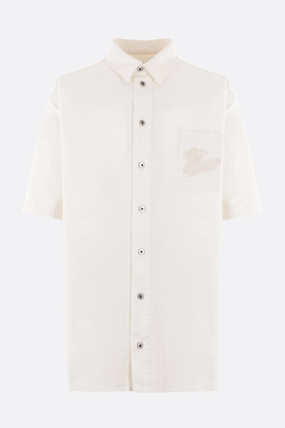 OFF WHITE giacca-camicia oversize in denim ricamo logo 90's Vendita calda