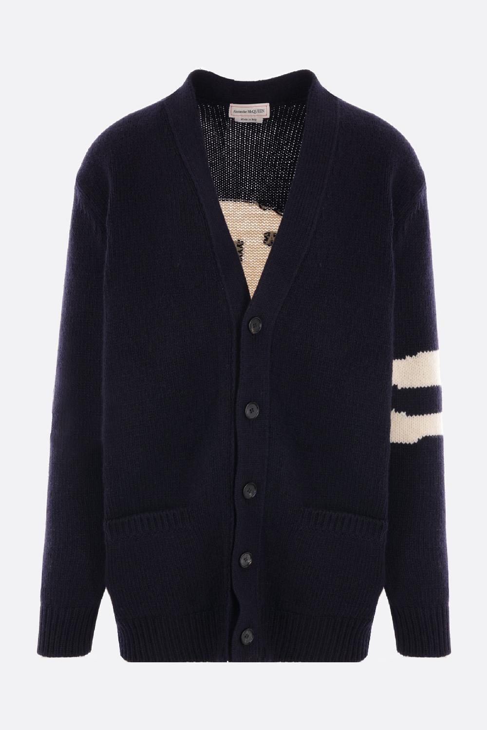 ALEXANDER McQUEEN cardigan in lana e cashmere con intarsio Teschio Liquidazione