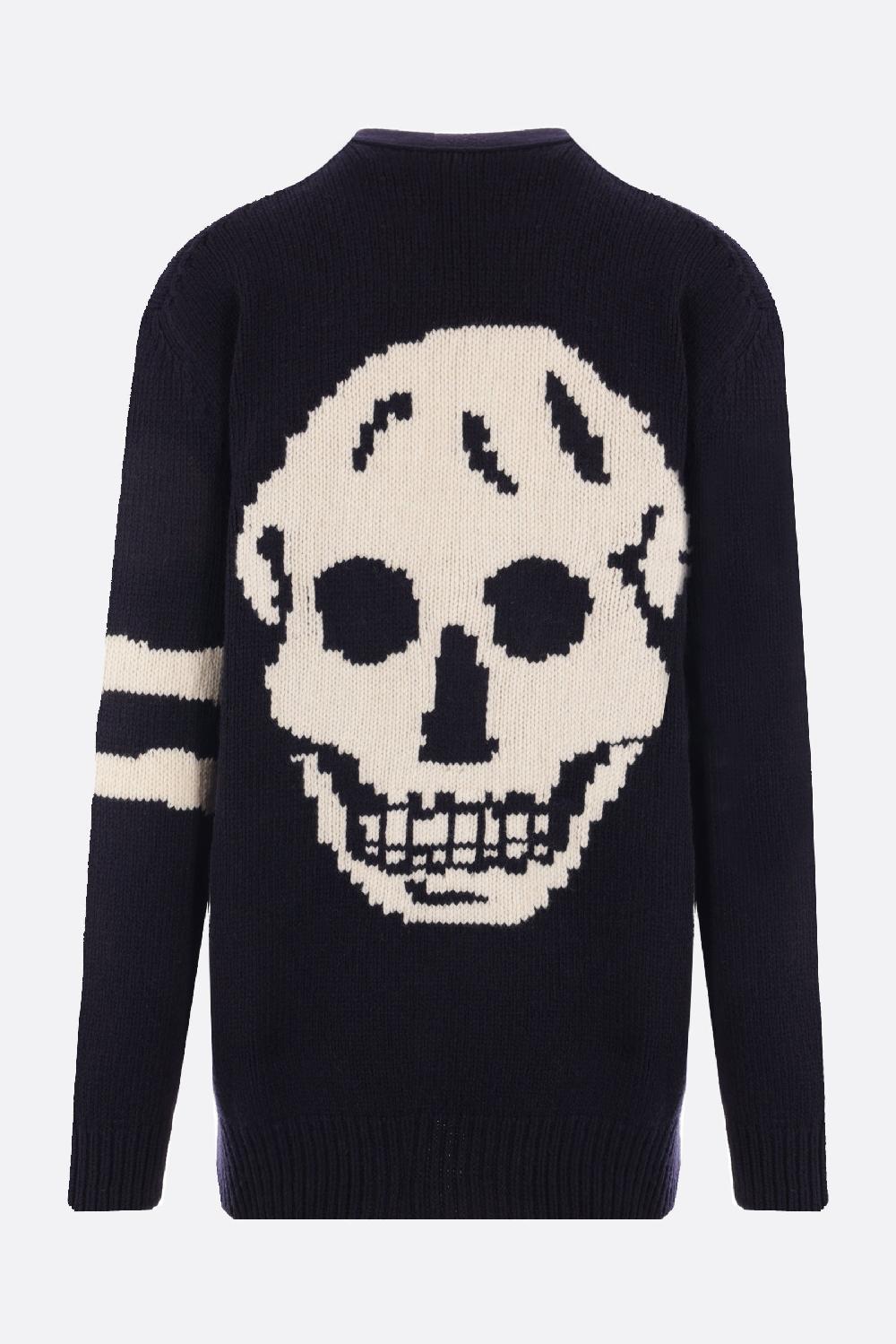ALEXANDER McQUEEN cardigan in lana e cashmere con intarsio Teschio Liquidazione