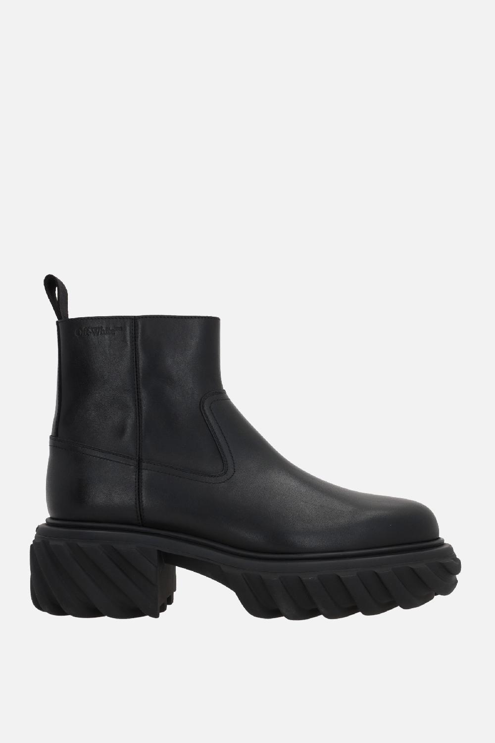 OFF WHITE stivaletto Exploration Motor in pelle liscia