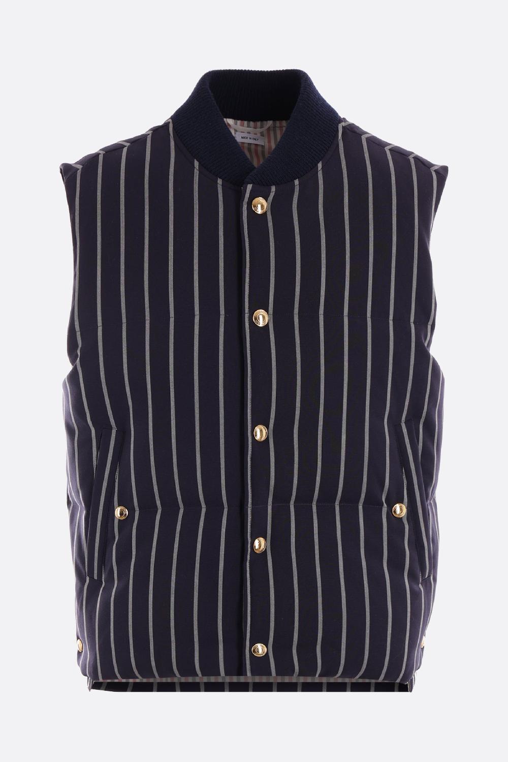 THOM BROWNE piumino smanicato in lana a righe Online