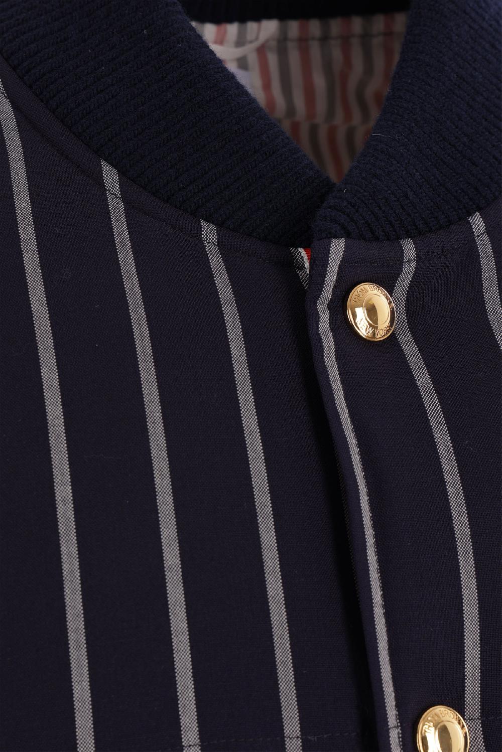 THOM BROWNE piumino smanicato in lana a righe Online