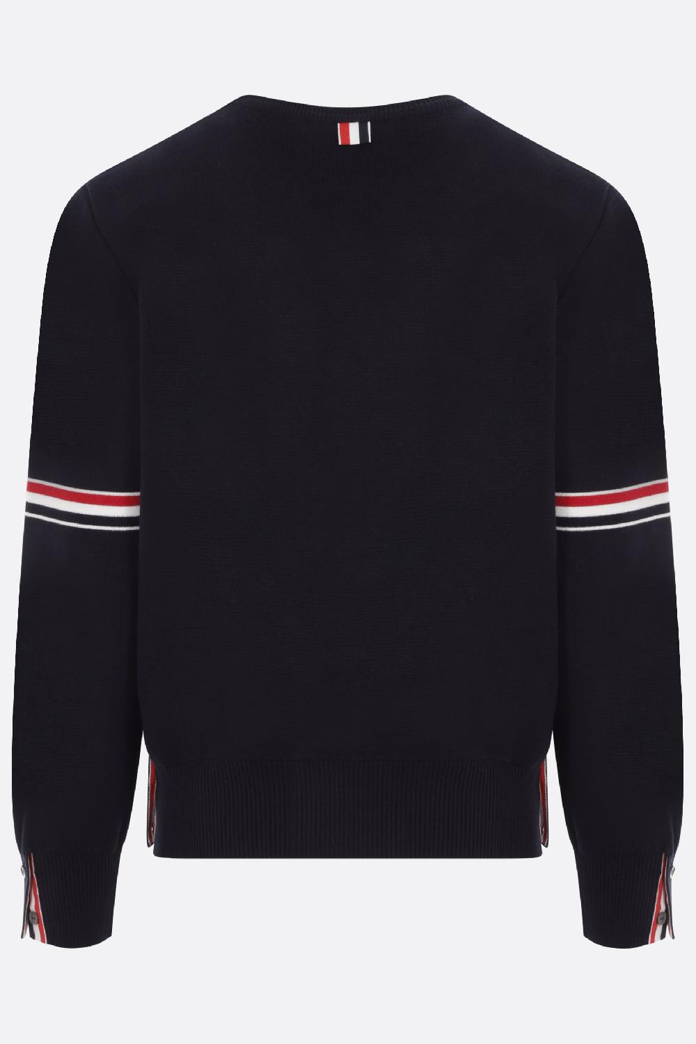 THOM BROWNE pullover in cotone intarsio tricolor Nuova