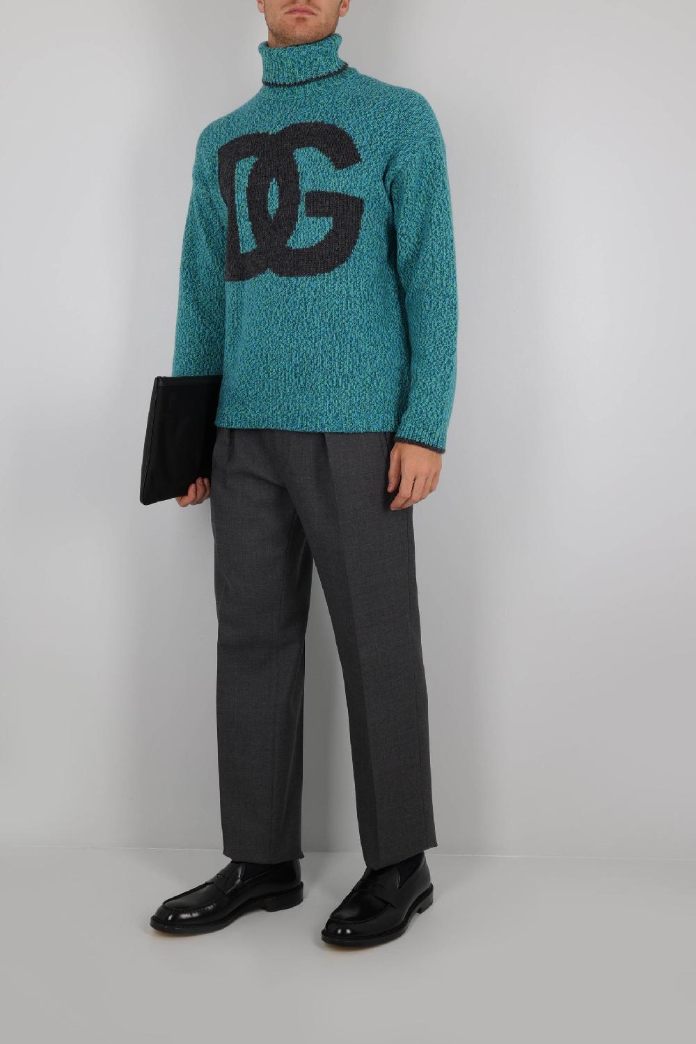 DOLCE & GABBANA pullover in misto lana intarsio logo DG Black Friday