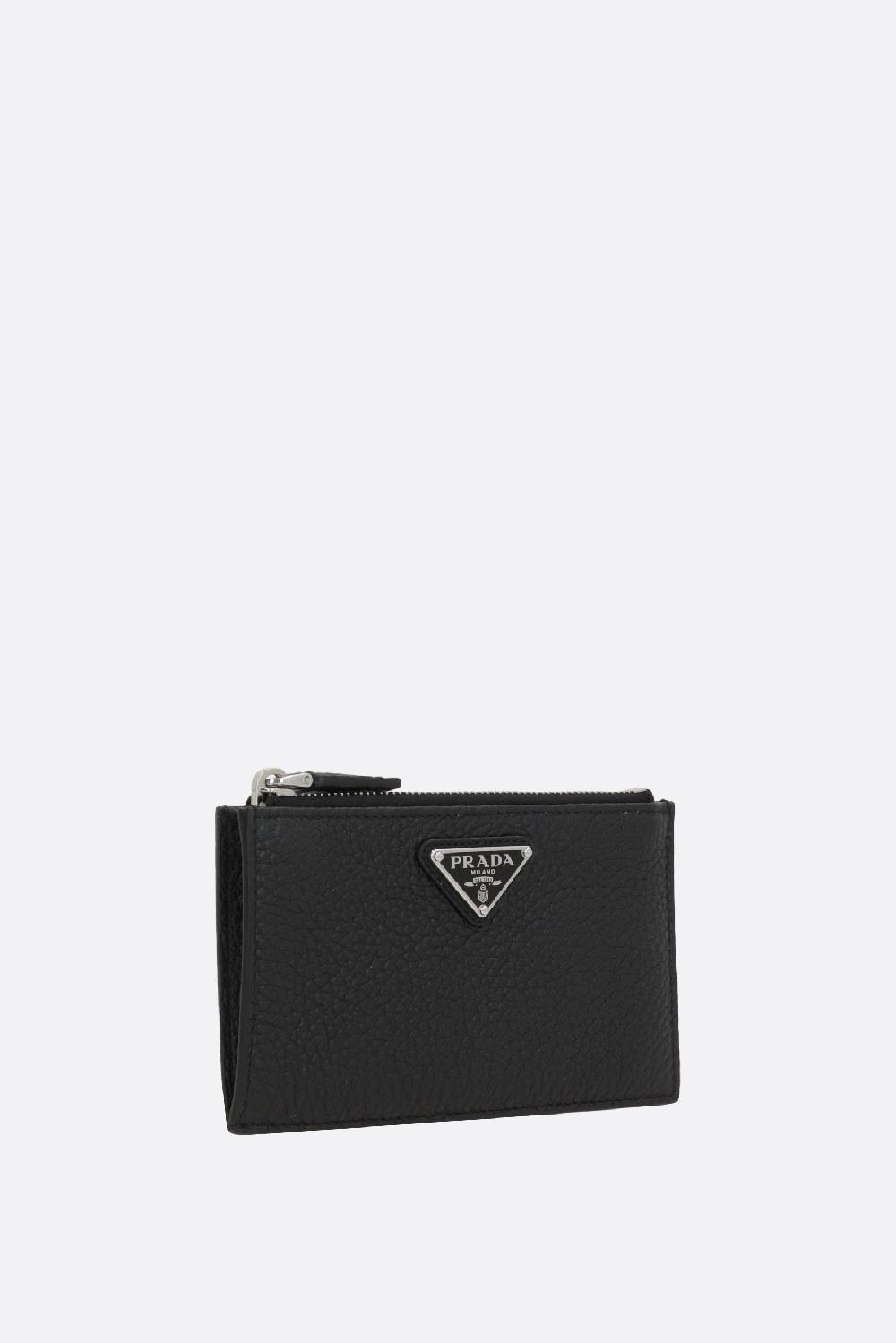 PRADA porta carte con zip in pelle martellata Black Friday Prezzi