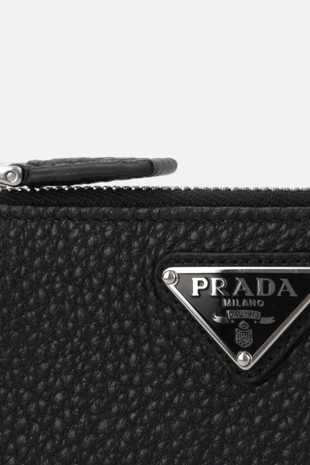 PRADA porta carte con zip in pelle martellata Black Friday Prezzi