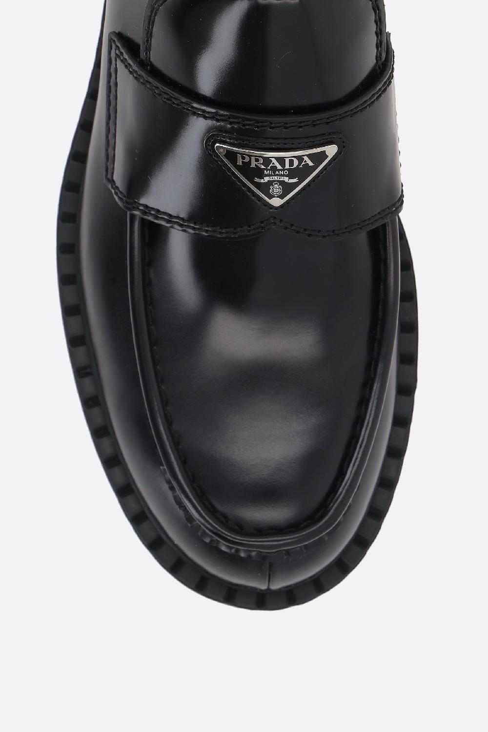 PRADA mocassino Chocolate in pelle spazzolata Pezzi Unici