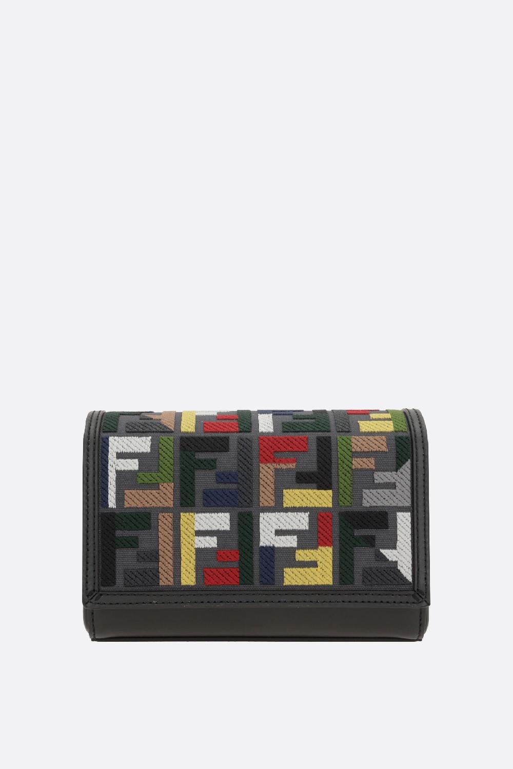 FENDI borsa messenger in pelle liscia e canvas FF