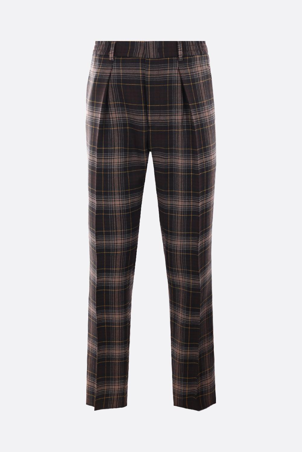 FENDI pantalone Fendi Tartan in lana Sottocosto