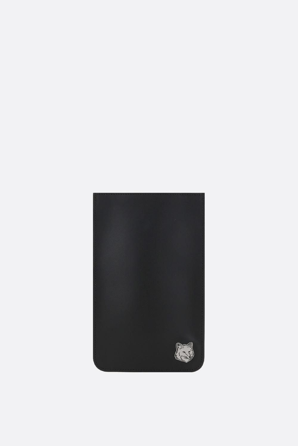 MAISON KITSUNÉ porta smartphone Fox Head in pelle liscia Offerta