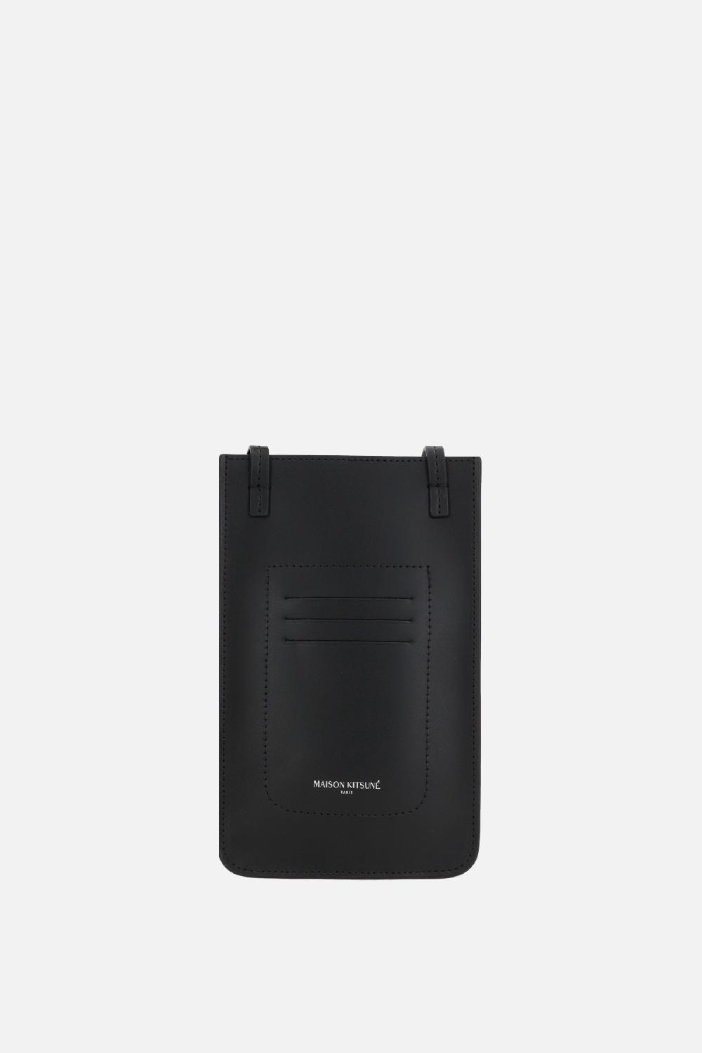 MAISON KITSUNÉ porta smartphone Fox Head in pelle liscia Offerta