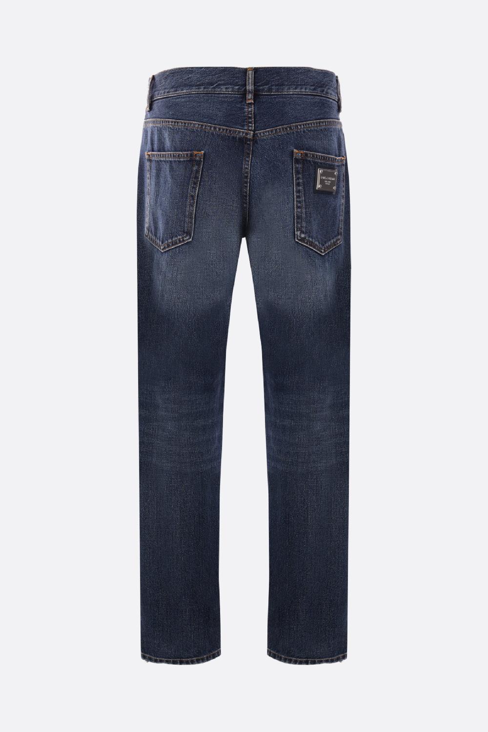 DOLCE & GABBANA jeans regular-fit in denim con placca logo Flash Sale
