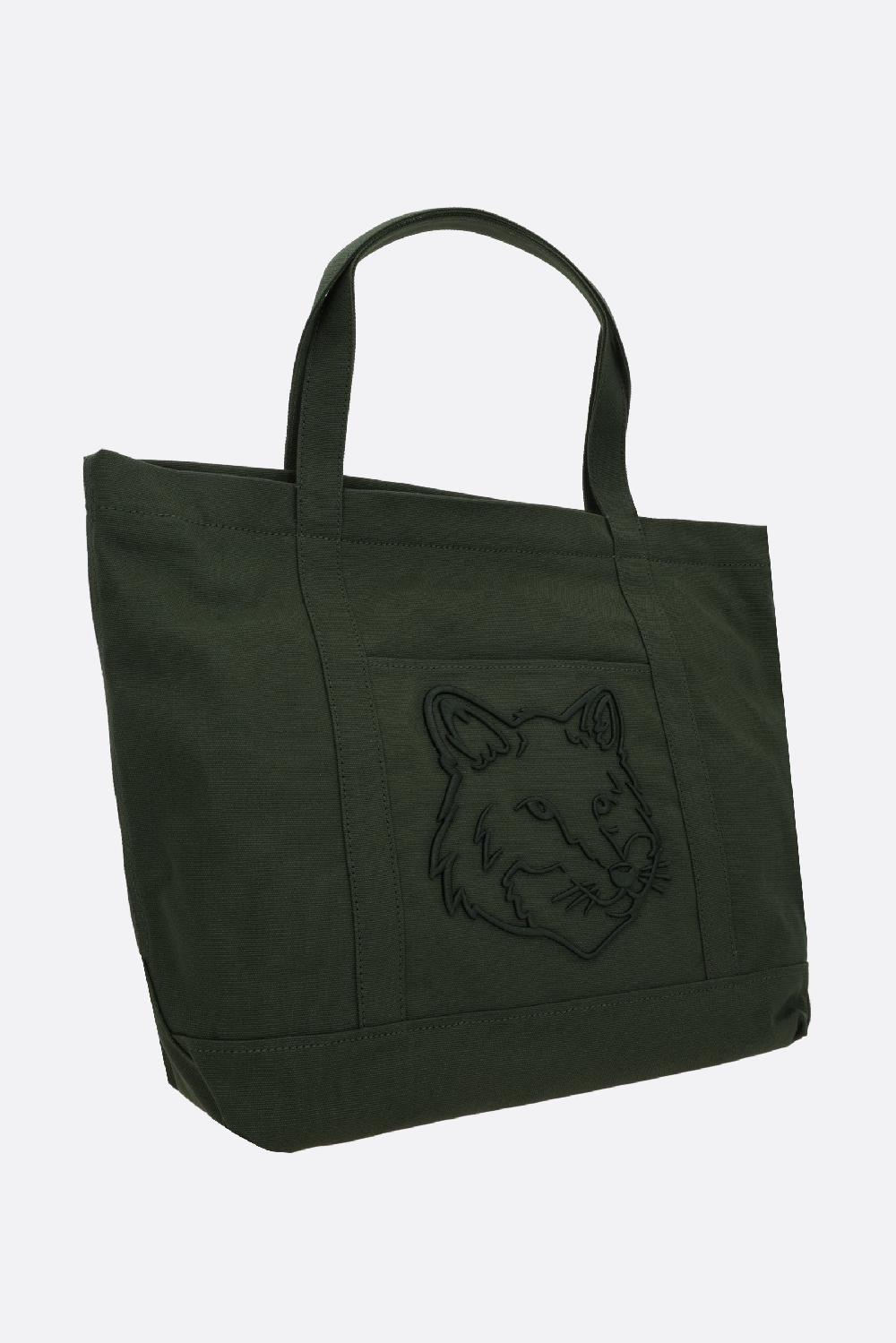 MAISON KITSUNÉ borsa tote Fox Head large in canvas Online Outlet