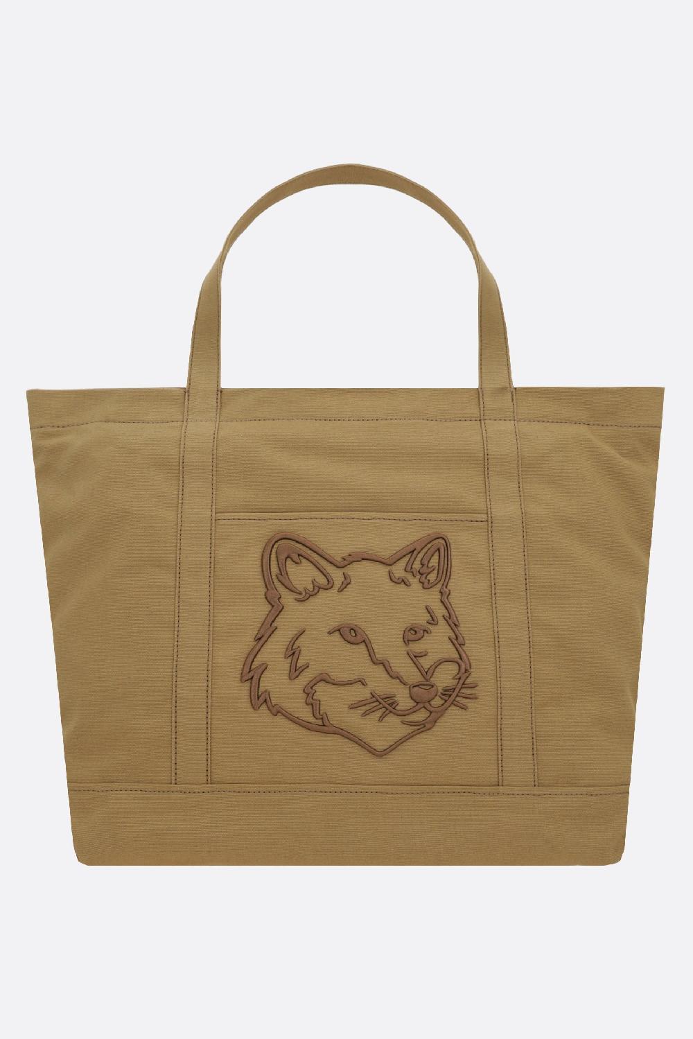 MAISON KITSUNÉ borsa tote Fox Head large in canvas