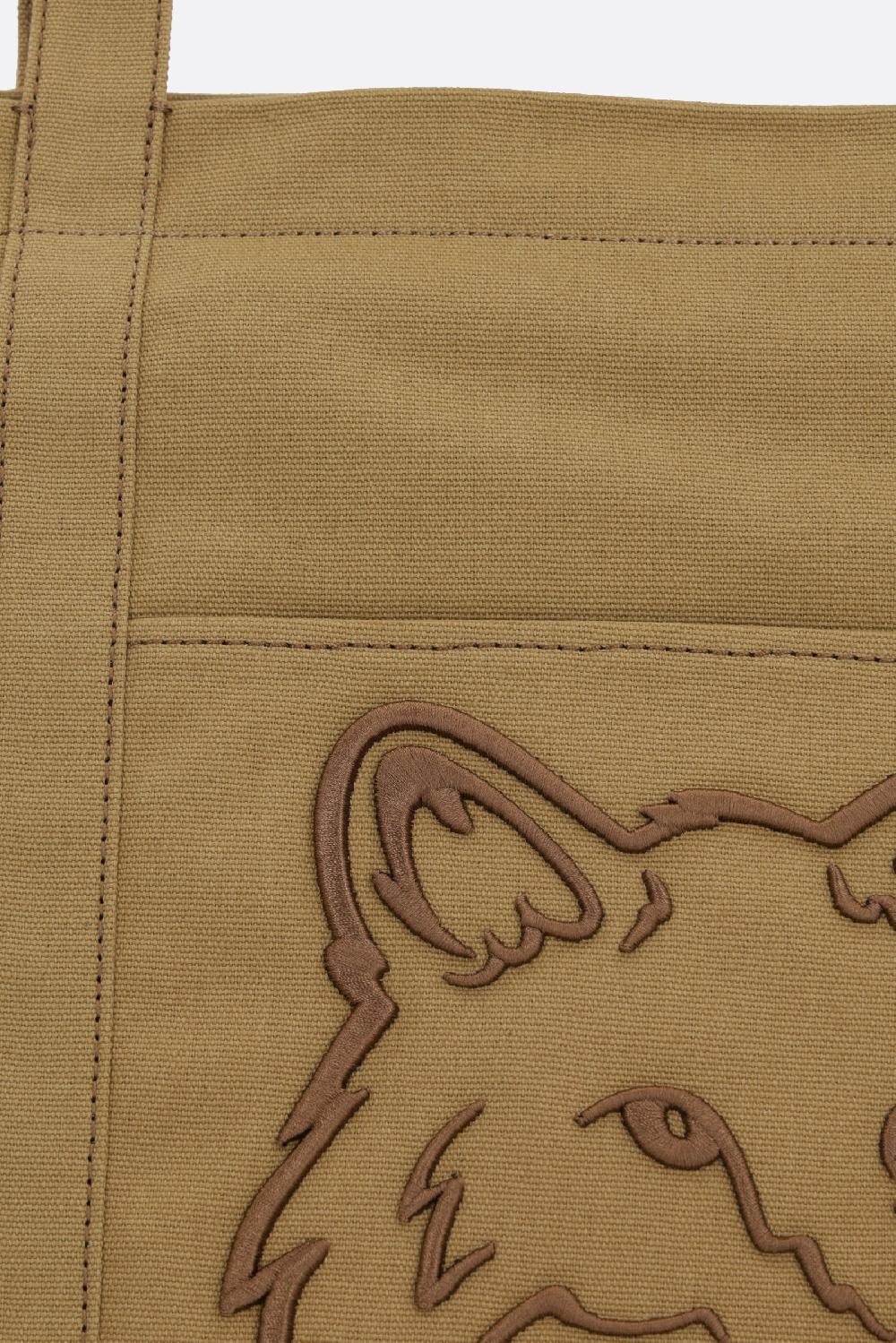 MAISON KITSUNÉ borsa tote Fox Head large in canvas Comprane uno, ottenene uno gratis